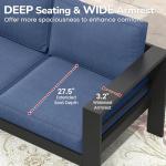 Blue Weather-Resistant Aluminum Loveseat for Patios