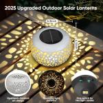 White Solar Lanterns for Outdoor Garden Decor - 2 Pack