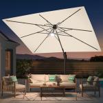 Beige 9'x12' Cantilever Patio Umbrella with Rotation