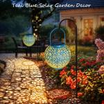 Teal Blue Solar Hanging Lantern for Outdoor Spaces
