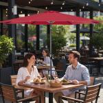 9' Red Patio Umbrella with Tilt and Crank
