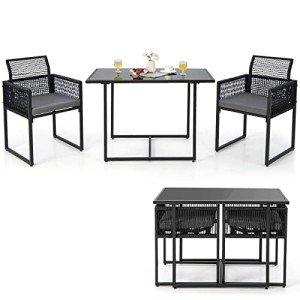 Tangkula 3-Piece Outdoor Dining Set with Cushions