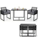Tangkula 3-Piece Outdoor Dining Set with Cushions