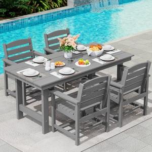 5-Piece Outdoor Dining Table Set with Umbrella Hole
