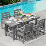 5-Piece Outdoor Dining Table Set with Umbrella Hole