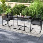 Tangkula 3-Piece Outdoor Dining Set with Cushions