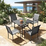 5-Piece Outdoor Dining Set with Umbrella Hole
