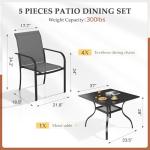 5-Piece Outdoor Dining Set with Umbrella Hole