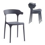 Xdeco Stackable Dining Chair Set of 4 - Charcoal