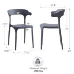 Xdeco Stackable Dining Chair Set of 4 - Charcoal
