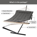 SUNCREAT Double Outdoor Hammock with Stand - Gray