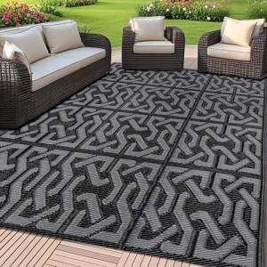 SAND MINE Reversible Outdoor Plastic Straw Mat 4' x 6