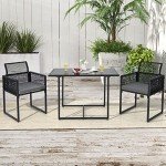 Tangkula 3-Piece Outdoor Dining Set with Cushions