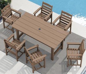 7-Piece Outdoor Dining Set with Umbrella Hole