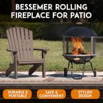 Rolling Patio Fire Pit with Wheels and Handle