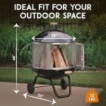 Rolling Patio Fire Pit with Wheels and Handle