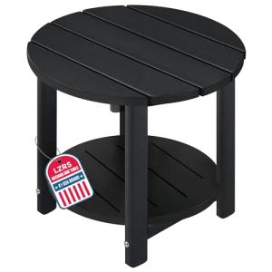 LZRS Round Outdoor Adirondack Side Table – Black