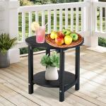 LZRS Round Outdoor Adirondack Side Table – Black