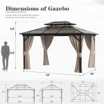 YOLENY 10'x13' Hardtop Outdoor Gazebo with Curtains