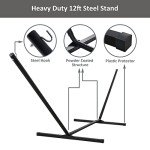 SUNCREAT Double Outdoor Hammock with Stand - Gray