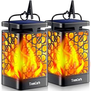 Upgraded Solar Lanterns with Flickering Flames - 2 Pack