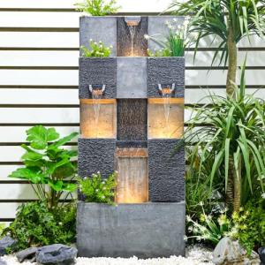Stylish 3-Tier Outdoor Water Fountain with Lights