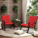Red 3-Piece Outdoor Rocking Bistro Set