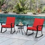 Red 3-Piece Outdoor Rocking Bistro Set