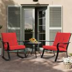 Red 3-Piece Outdoor Rocking Bistro Set