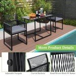 Tangkula 3-Piece Outdoor Dining Set with Cushions