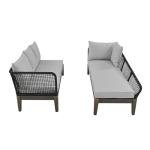 L-Shaped Patio Sofa with Removable Cushions, Grey