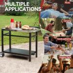 Movable Stainless Steel Dining Cart with Double Shelf