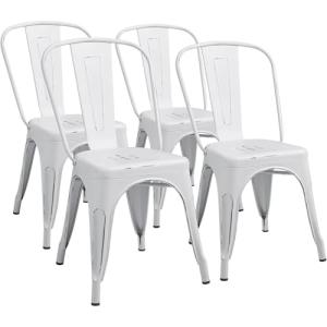 Set of 4 Stackable Metal Dining Chairs