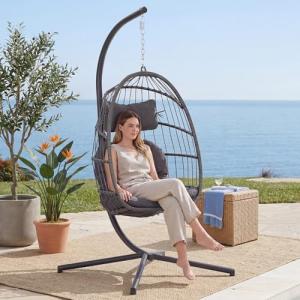 Charcoal Grey Egg Hanging Chair with Stand