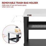 Rolling Outdoor Dining Table with Trash Bag Holder