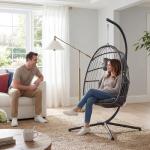 Charcoal Grey Egg Hanging Chair with Stand
