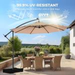 HOMSHADE 10ft LED Lighted Patio Umbrella - Beige