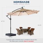 HOMSHADE 10ft LED Lighted Patio Umbrella - Beige