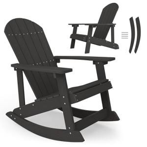 YEFU Outdoor Adirondack Rocking Chair - Black