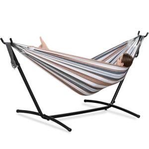 PNAEUT Double Hammock with Steel Stand - Coffee
