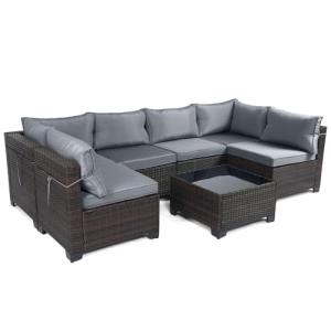 7-Piece Rattan Outdoor Patio Furniture Set