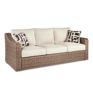 Beachcroft Outdoor Wicker Sofa with Cushions and Pillows