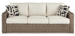 Beachcroft Outdoor Wicker Sofa with Cushions and Pillows