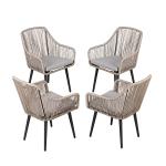 Set of 4 Outdoor Woven Rattan Dining Chairs