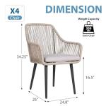 Set of 4 Outdoor Woven Rattan Dining Chairs