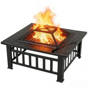 ZENY 32-Inch Outdoor Square Fire Pit Table