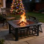 ZENY 32-Inch Outdoor Square Fire Pit Table