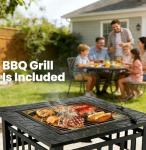 ZENY 32-Inch Outdoor Square Fire Pit Table