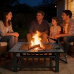 ZENY 32-Inch Outdoor Square Fire Pit Table