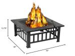 ZENY 32-Inch Outdoor Square Fire Pit Table